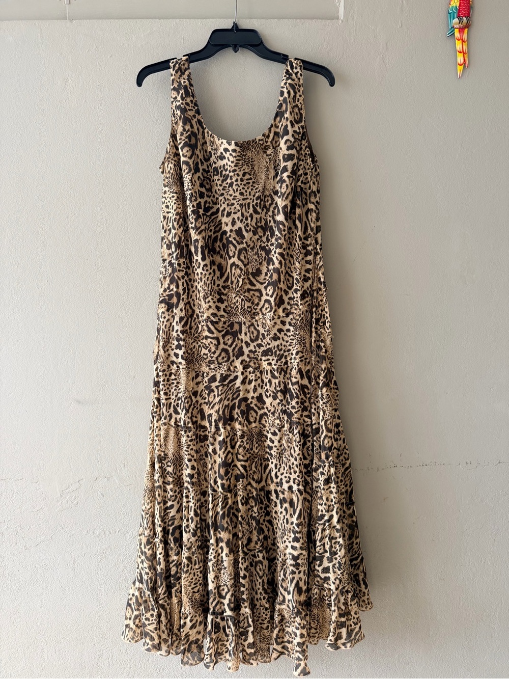 Sleeveless Leopard-Print Maxi Dress in Beige and Black